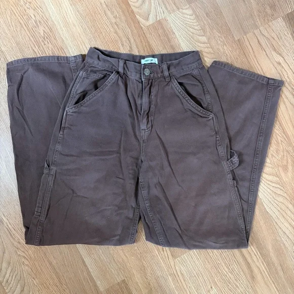 Garage 00 Wide Leg Brown Carpenter-Style Pants - Picture 1 of 6